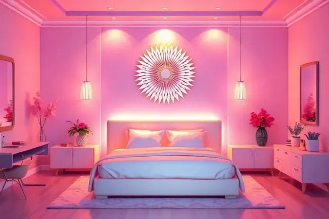 Representação conceitual em 3D da importância da cabeceira como ponto focal na decoração de interiores.