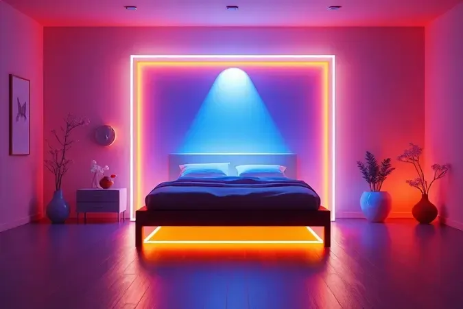 Ilustração conceitual em 3D de um quarto planejado destacando o espaço para uma cama box queen.