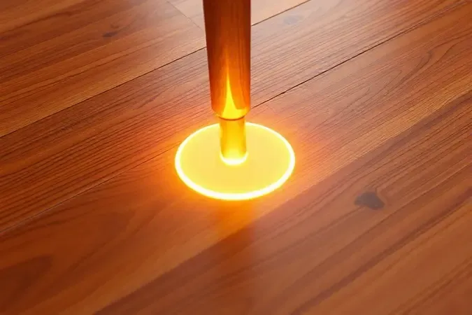 Ilustração 3D conceitual de proteção para piso de madeira sob o pé de um móvel para evitar riscos e danos.