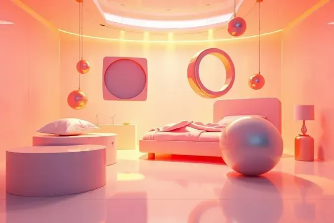 Elementos conceituais em 3D representando as dimensões e a escolha do tamanho ideal da cama para o quarto.