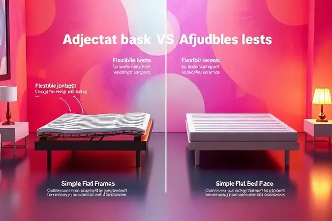 Comparação visual em 3D entre a estrutura articulada de uma cama hospitalar e a base plana de uma cama comum.