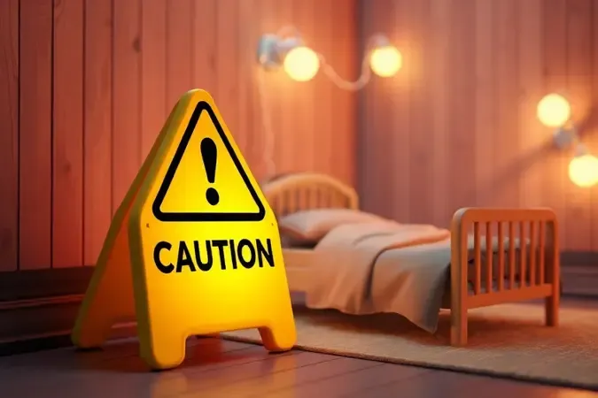 Representação visual de alerta para evitar erros comuns na mudança do berço para a cama.