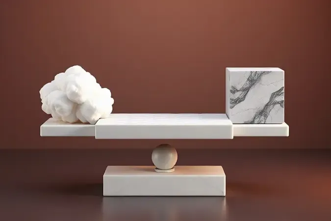 Ilustração conceitual 3D comparando firmeza macia e rígida para encontrar o equilíbrio ideal no colchão.