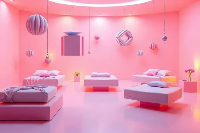 Ilustração conceitual 3D de diferentes tipos de bases para cama box em um ambiente moderno.