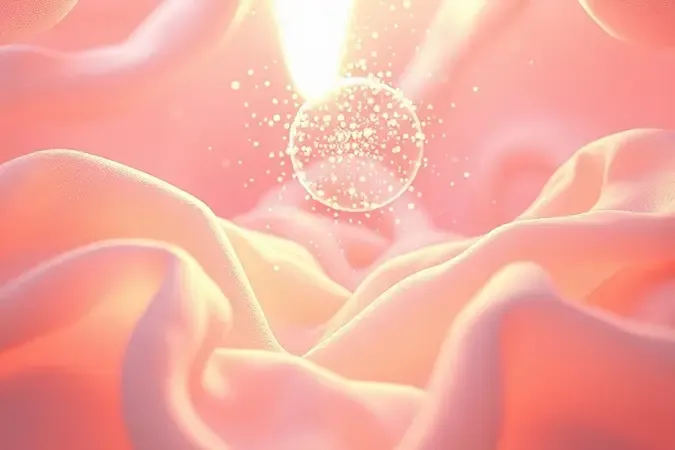 Visualização 3D conceitual de fibras de tecido limpas e purificadas com partículas de luz para representar higiene e saúde.