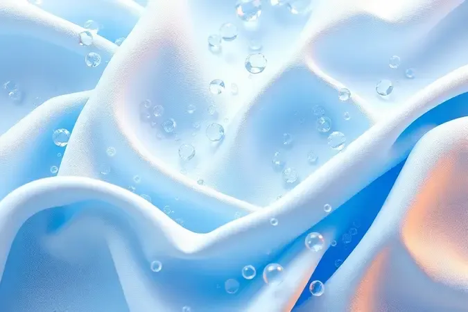 Elementos de limpeza e frescor ao redor de tecido de cama de alta qualidade em renderização 3D.