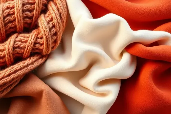 Texturas variadas de tecidos para mantas em uma composição conceitual abstrata e colorida.