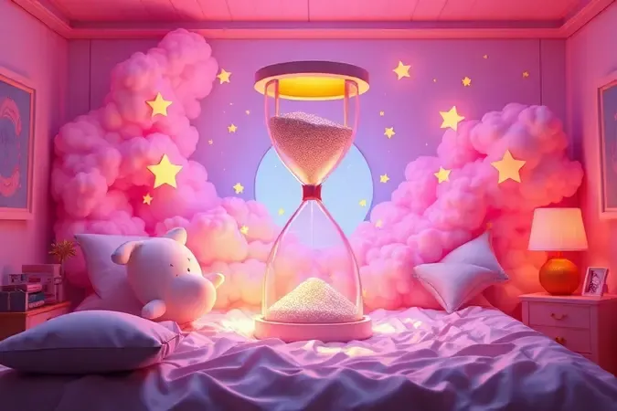 Representação conceitual 3D de maturidade e tempo simbolizando o momento certo da transição do berço para a cama.