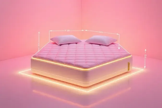 Ilustração 3D conceitual de uma cama twin destacando suas proporções e design moderno em um ambiente iluminado.