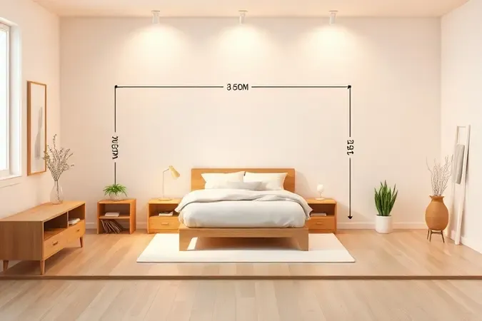 Representação conceitual 3D de medidas e dimensões de uma cama de viúva para planejamento de espaço.