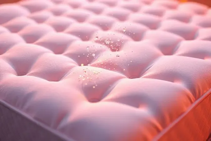 Visualização artística de limpeza a seco em superfície de colchão com cores vibrantes e iluminação suave.