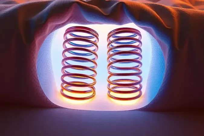 Representação conceitual 3D de molas ensacadas individuais emitindo um brilho suave para simbolizar conforto e suporte.