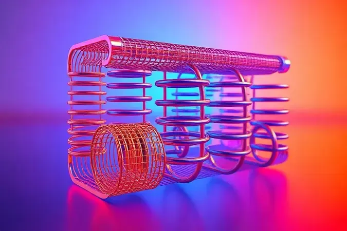 Comparativo visual artístico entre tipos de molas para colchões em renderização 3D.