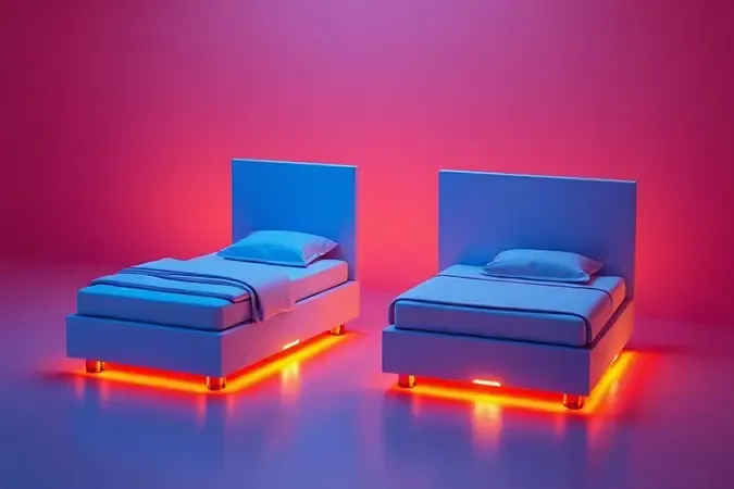 Esquema conceitual em 3D representando diferentes tamanhos de cama e a distribuição ideal de pés de suporte.
