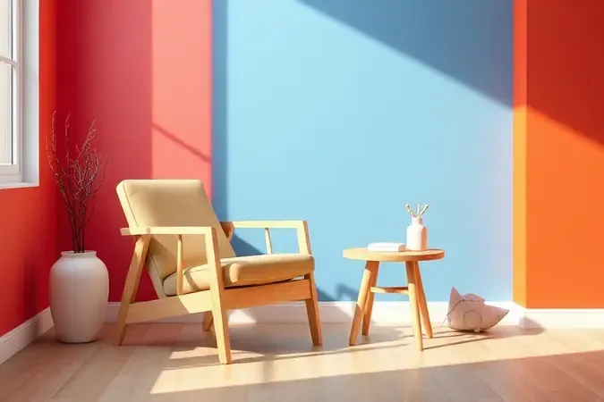 Móveis minimalistas conceituais em madeira pinus com acabamento claro e iluminação natural de estúdio.